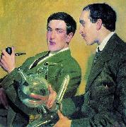 Boris Kustodiev Kapitsa and Semenov France oil painting artist